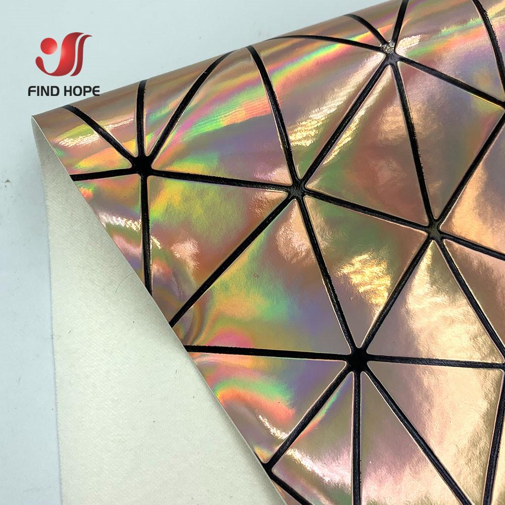 A5 A4 Laser Hologram PU Faux Leather Fabric Geometric Polygon texture for Bag Bow Craft DIY Jewelry Clothing Sewing Material