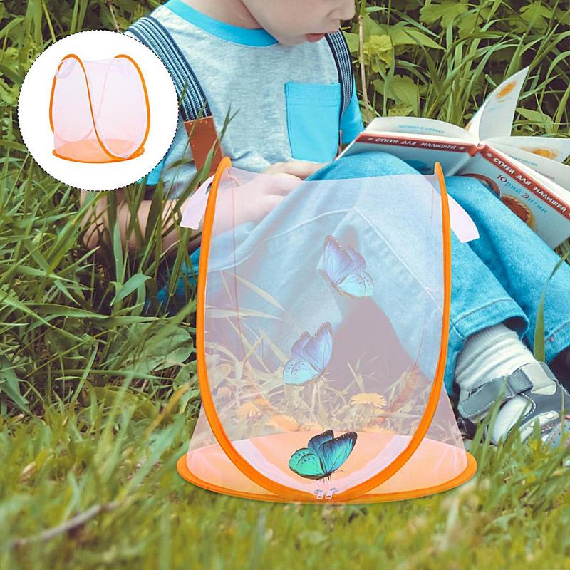 Insect Cage Mesh Habitat Butterfly Grid Breeding Net Foldable Growing Breeding House with Zipper Small Catching Animal Feeder