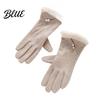 Stylish Gloves Winter with Fluffy Windproof Warm Touch Screen for Women Thermal Knitted Fur Trim