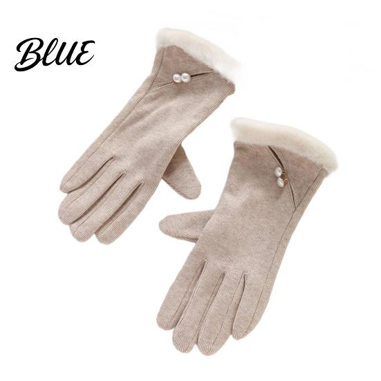 Stylish Gloves Winter with Fluffy Windproof Warm Touch Screen for Women Thermal Knitted Fur Trim