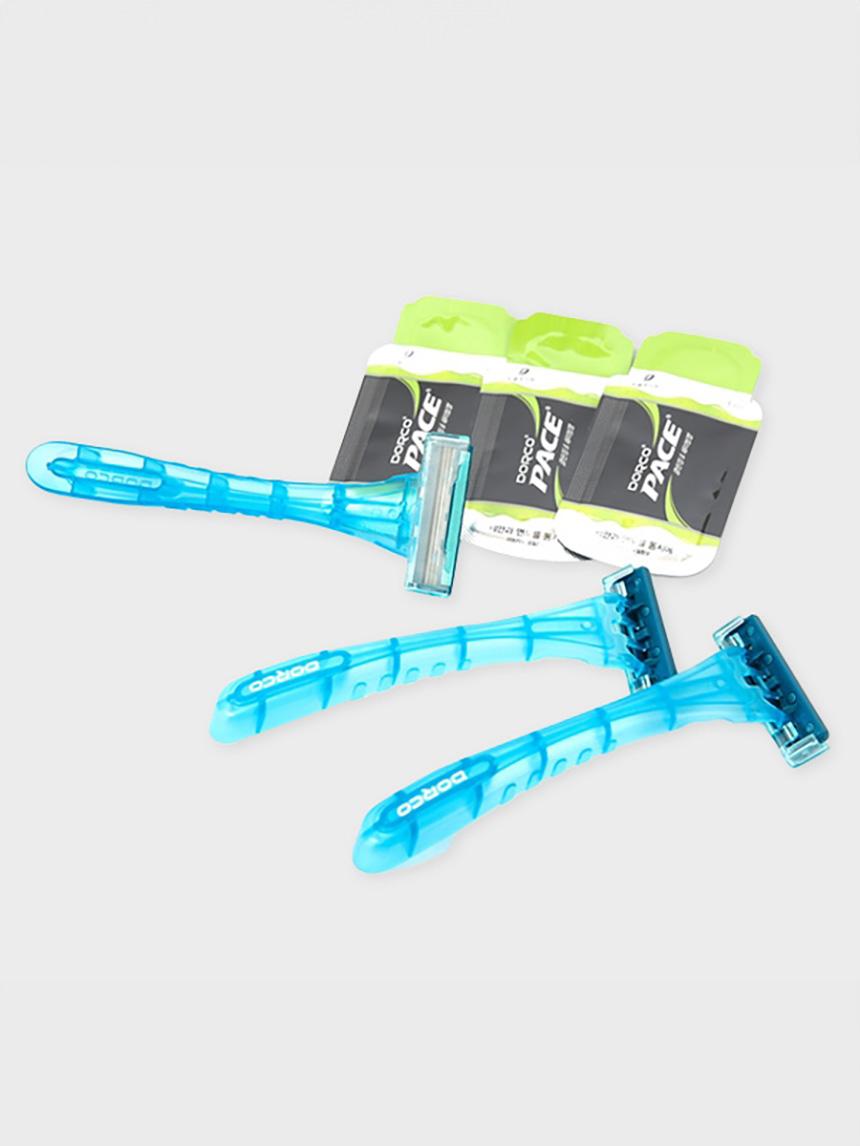 Dorco Touch 3-Blade Razor Cartridges & Shaving Gel 3-Pack Set 1ea