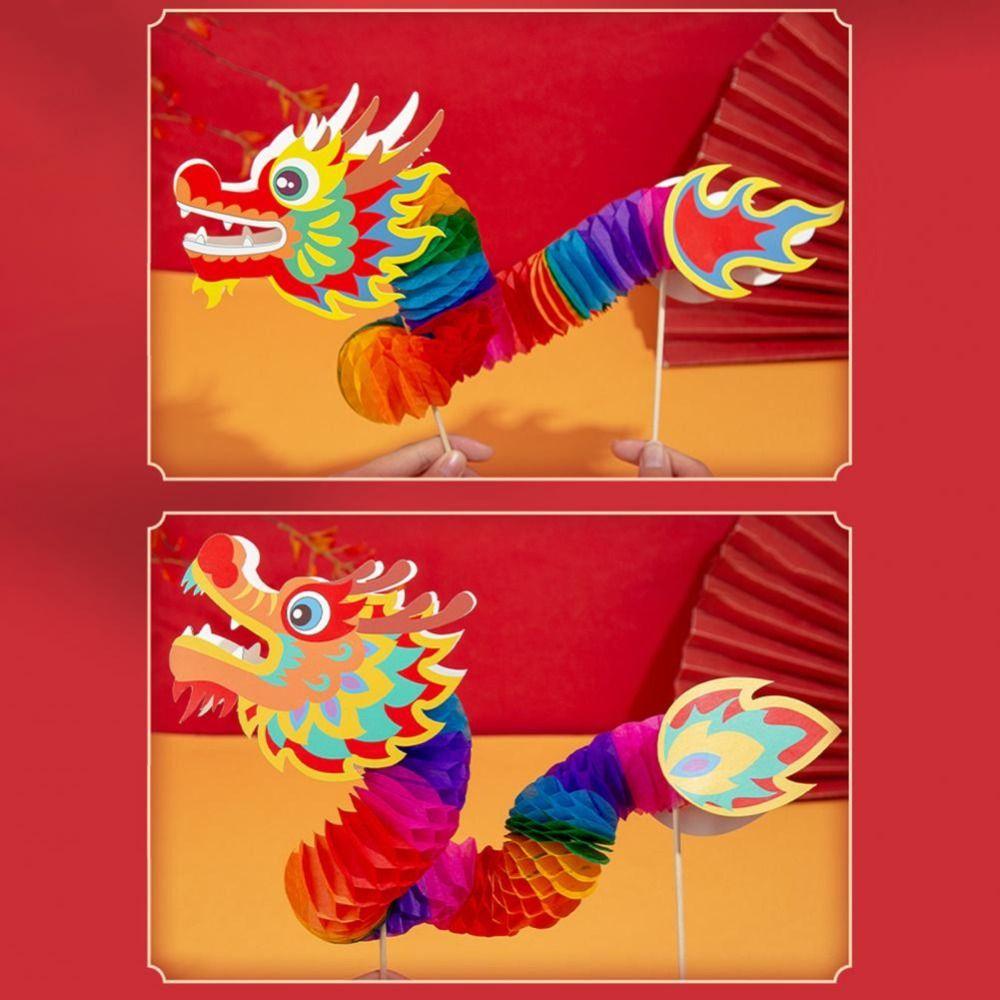 Handmade Kids DIY Dragon Dance Toy Blessing Chinese Style Paper Dragon  Party