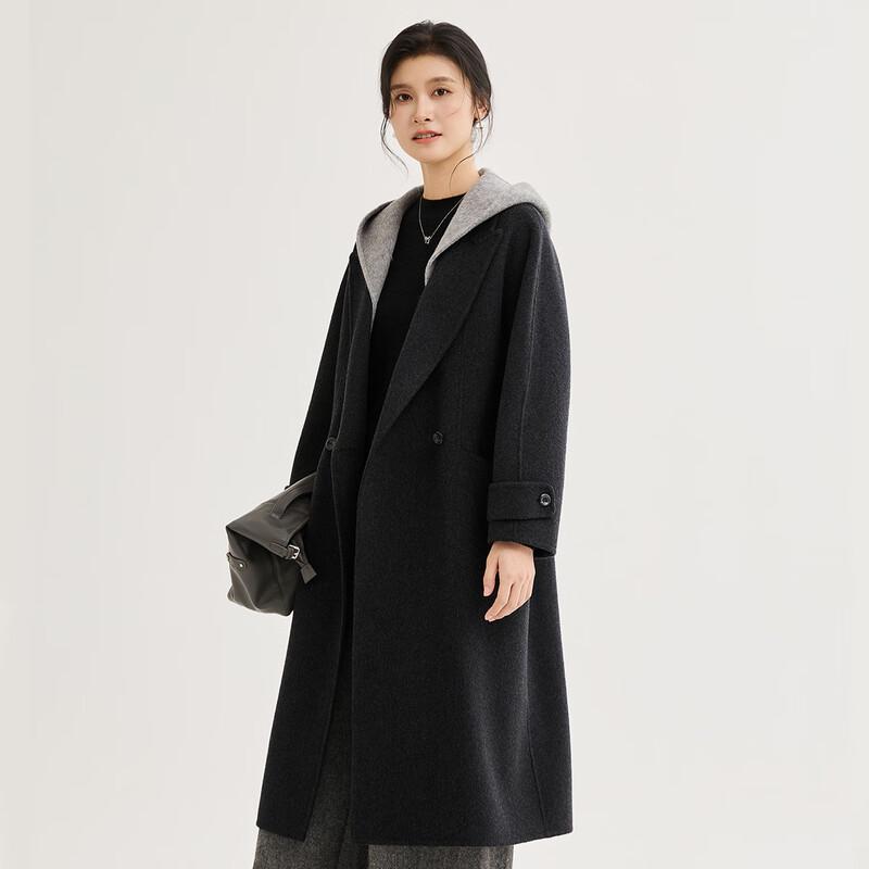 Women's Detachable Hooded Wool Blend Long Coat