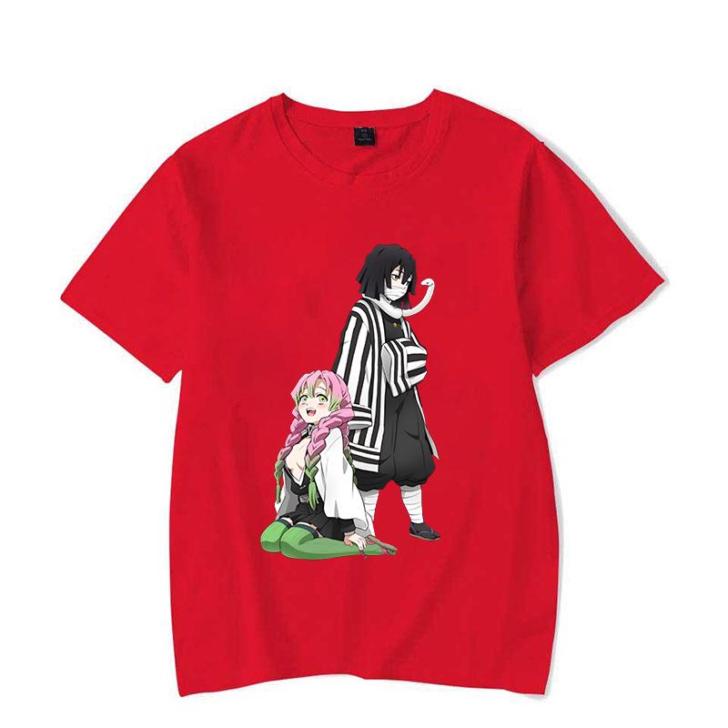 New Funny Couple Cartoon Kanroji Mitsuri Iguro Obanai Printed Shirt Women's Men's Casual Personality Summer Cute Anime T-shirt