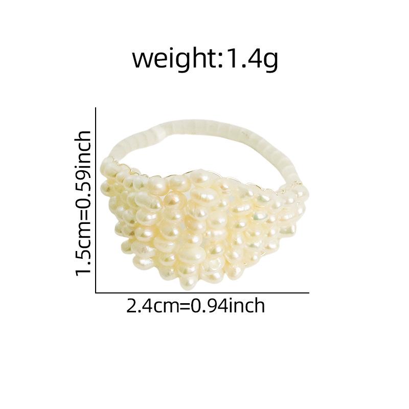 Original Design Natural Pearl and Crystal Adjustable Woven Ring for Women - High-End Feel Index or Tail Finger Ring