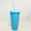 Reusable Drinkware With Straws,Lid Flash Powder Water Bottle Plastic Tumblers Straw Drinking Cup Cold Drink Tumbler