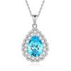 Waterproof Women's 925 Sterling Silver Pear Cut Zirconia Gemstone Necklace Engagement Wedding Waterdrop Pendant Chokers Jewelry