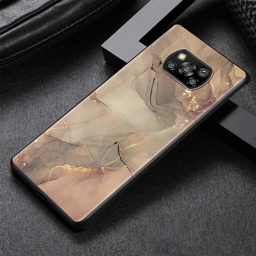 Granite Marble Luxury Case for Xiaomi Poco X3 NFC M3 M4 Pocophone F1 F3 Redmi Note 9s 9 8 10 Pro Black Soft Phone Cover Coque