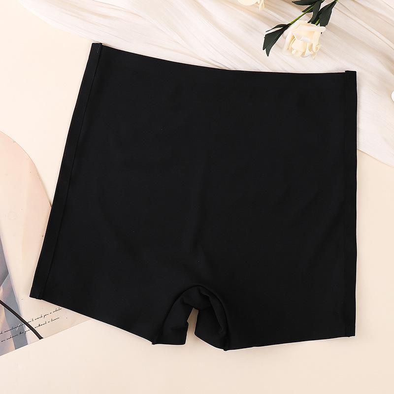 

Женские бесшовные шорты-безопасности из ледяного шелка с хлопковой ластовицей, с завышенной талией, больших размеров L [156-175 lbs] чёрный