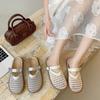 French Slippers Women's Bag Head Hollow Flat Bottom Cool Slippers Summer New Casual Half Slippers 2025 Fairy Style Shoes
