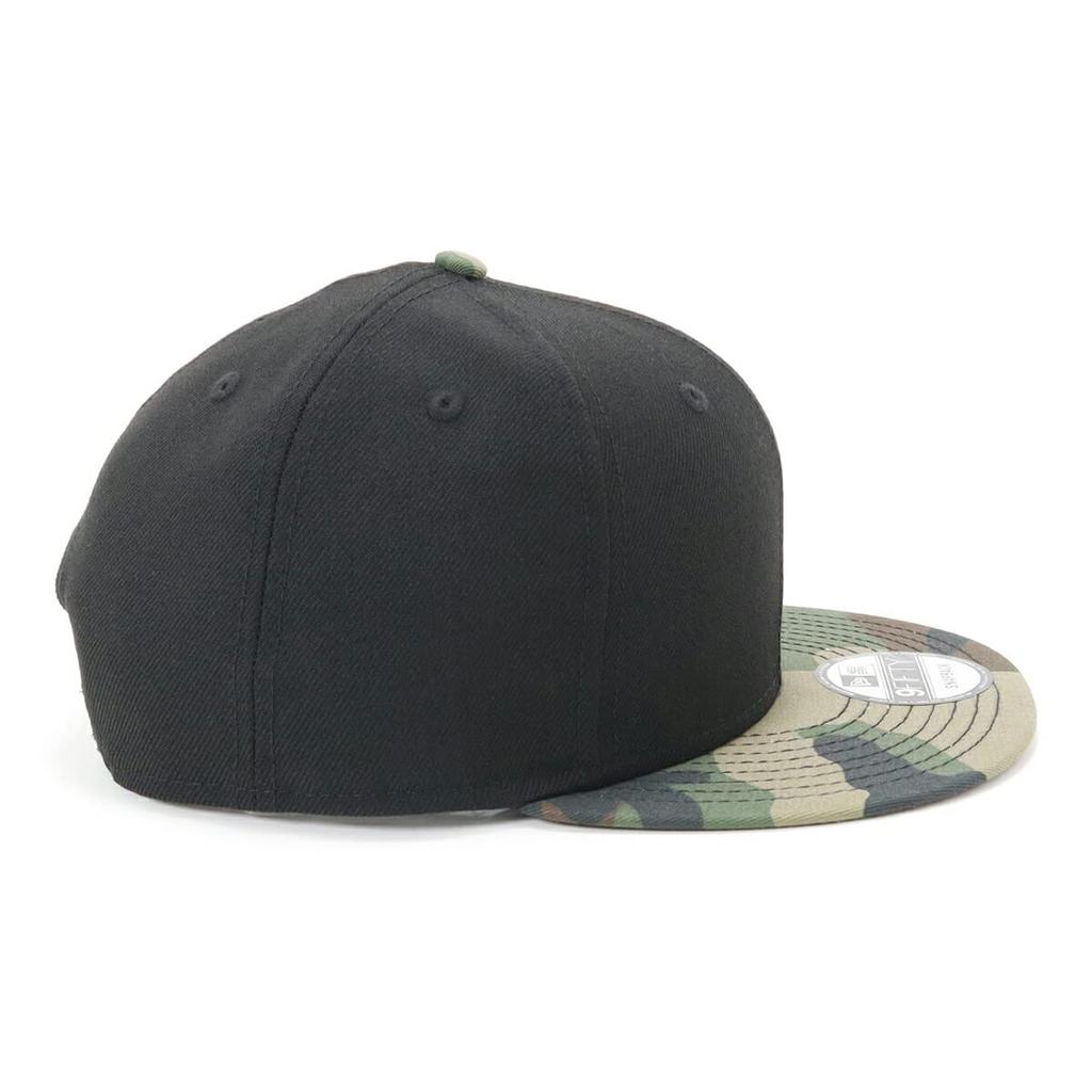 New Era 9FIFTY Basic Black with White Woodland Camo Visor Flag, (11559021)
