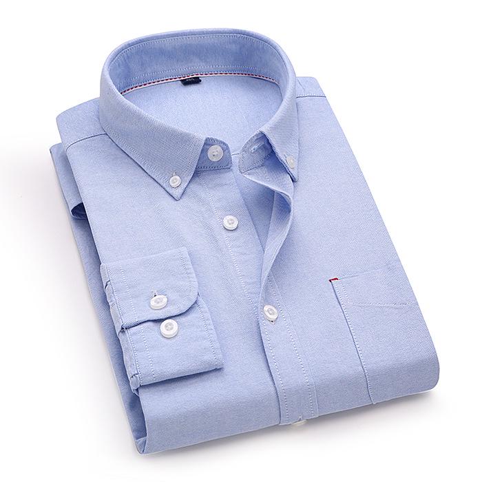 Quality New Style Oxford Cotton Shirt Men's Long-sleeved Pure Vertical Striped Trendy Casual Handsome Men Shirts