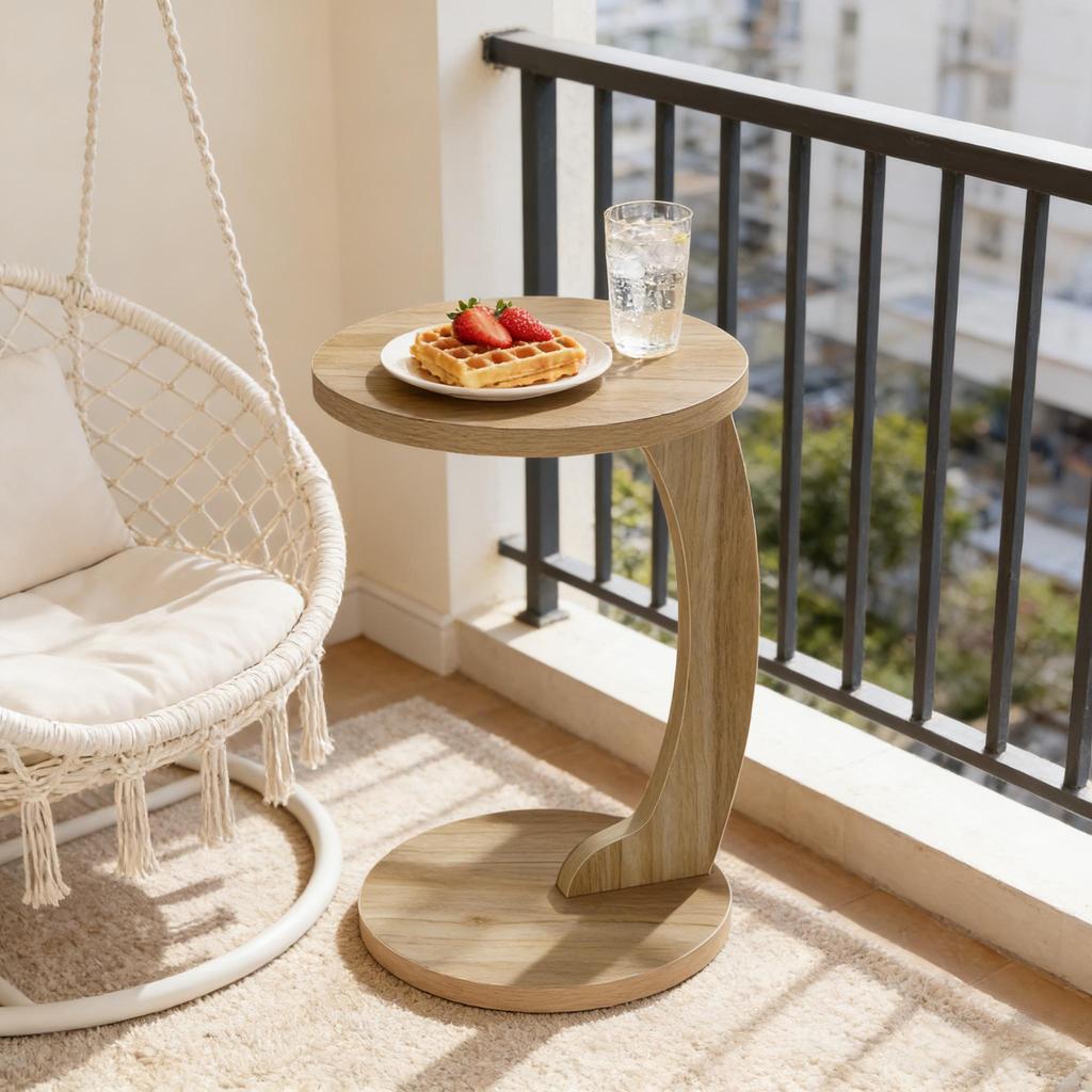 Round Coffee Table, C-shaped Side Table, Living Room Table, Side Table, Temporary Computer Table (table only)