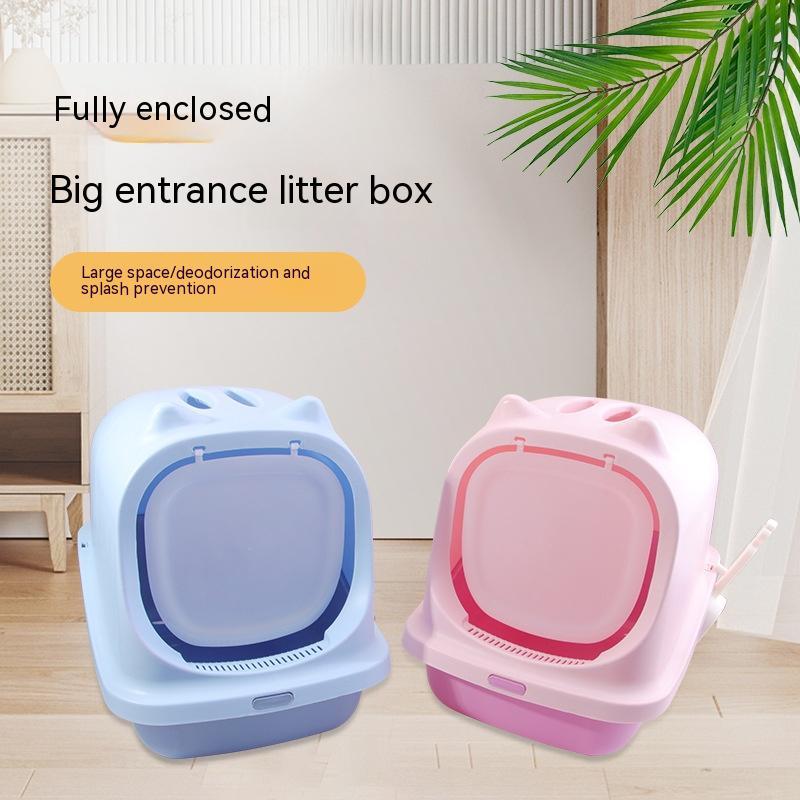 

Полностью закрытый кошачий туалет для домашних животных, большой полностью закрытый кошачий туалет с откидной крышкой, негабаритных размеров