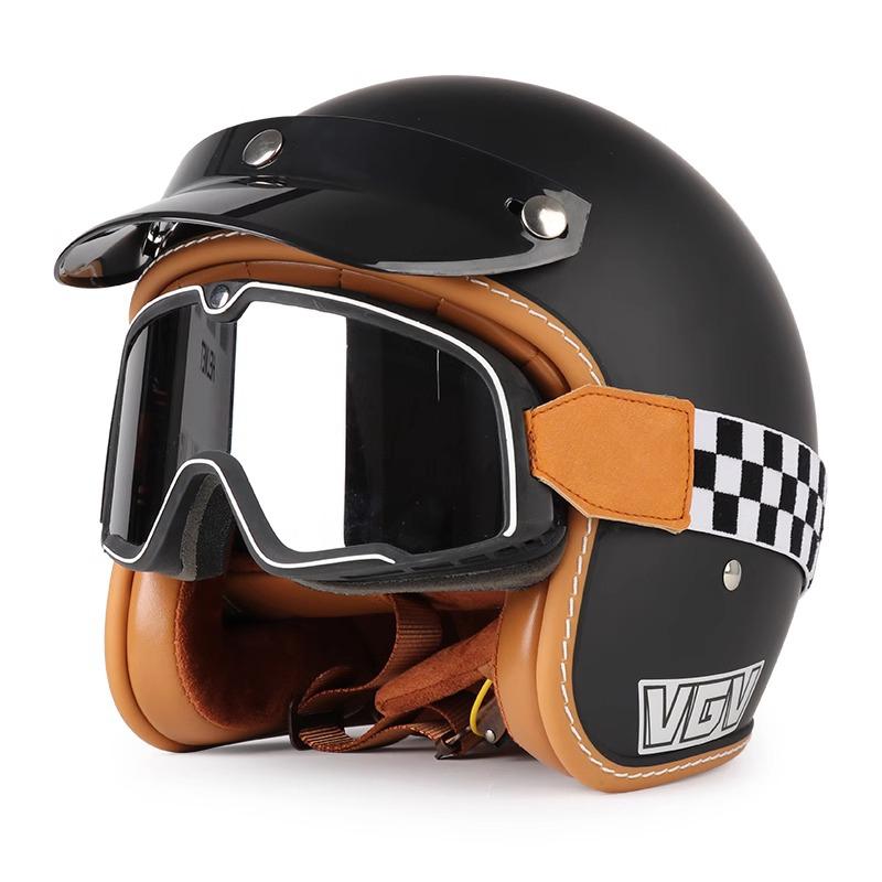 VGV DOT Certification Retro Prince Motorcycle Motorcycle Men and Women Japanese 3/4 Helmet Summer Electric Car Gourd Helmet Ridi