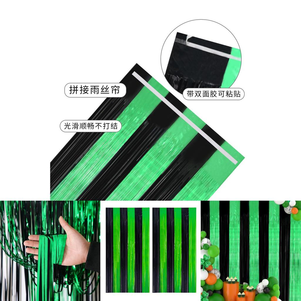 Vibrant Black And Green Rain Curtain For Stunning St. Patrick's Day Party Backdrops