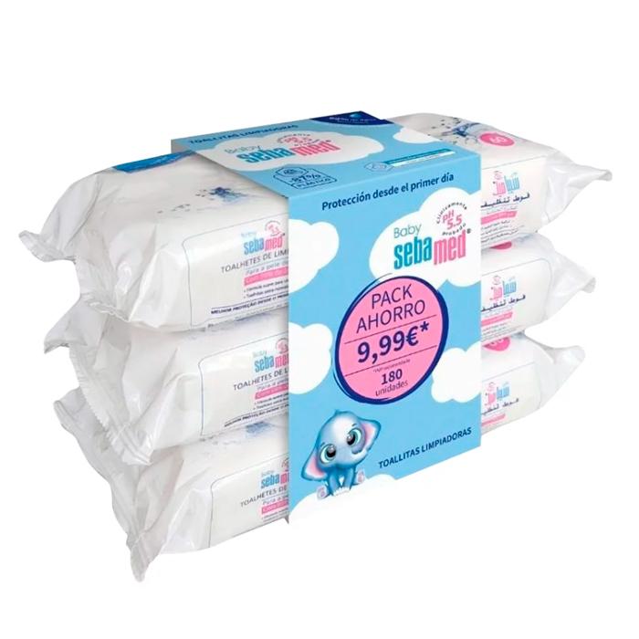 

Очищающие салфетки Sebamed Baby, упаковка 3 x 60 шт.