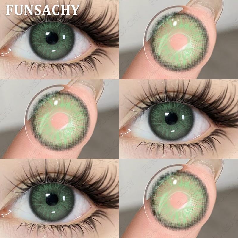 FUNSACHY 1 Pair Natural Brown Contact Lenses for Eyes Beautiful Pupils for Makeup Cosmetics Brown Color Lenses Gray Softlens