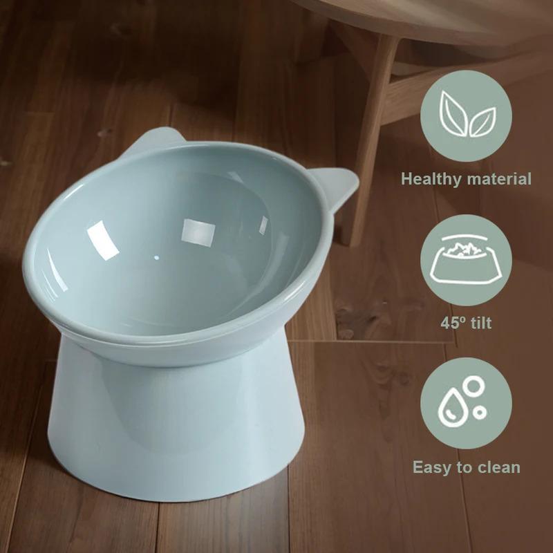 Raised Tilted Pet Food Bowl Plastic Cat Dog Feeding Bowl With Wide Rim And Stable Base For Daily Dry Food And Water Use For Home Pet Feeding Areas