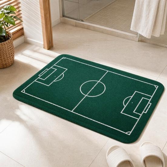 Tappetino da Campo da Calcio, Tappetino da Bagno con Erba Verde, Tappetino Antiscivolo Assorbente Lavabile per Ingresso Camera da Letto Cucina