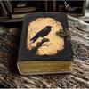 Raven Leather Journal, Handmade Gothic Book of Shadows, Deckle Edge Paper