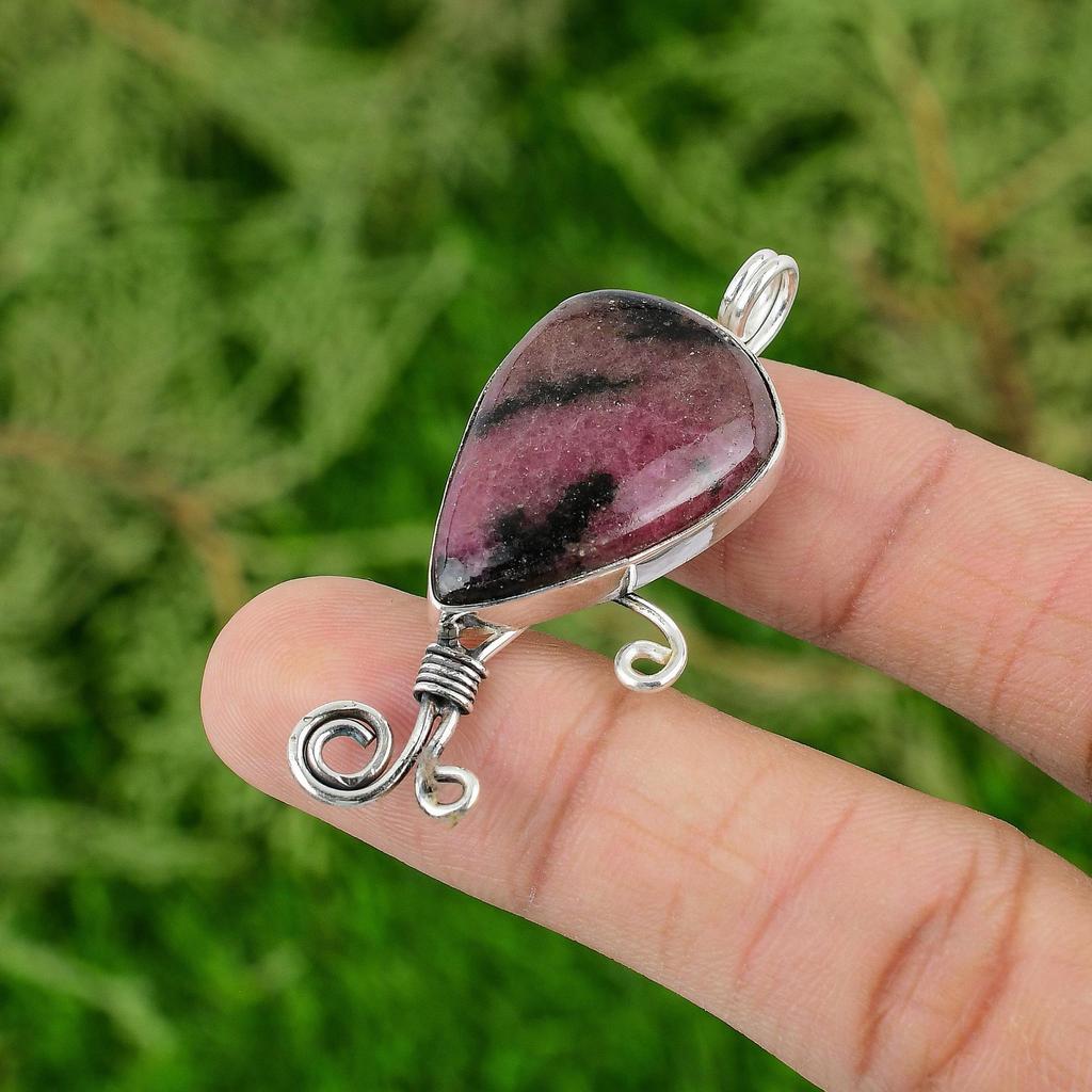 Rodonit Hänge Naturlig Ädelsten Hänge 925 Sterlingsilver Hänge Handgjort Helt Nytt Hänge Presenter Till Hennes