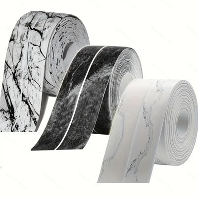 1Pc 5M/196.85in Professional Mildew-proof Caulk Tape Decorative Countertop Shower Tile Sealer Self Adhesive Tape Kitchen