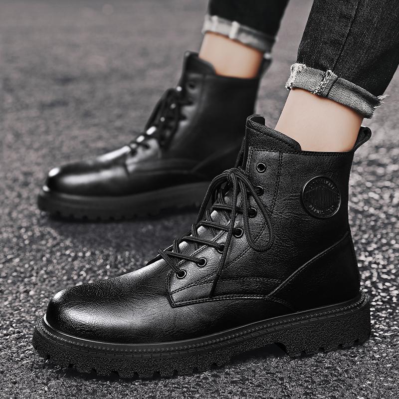 Fashion All-match Lace-Up Male Comfortable Ankle Boots Real Leather Men's Casual High Top Shoes 2024 New Arrival  Boots for Men