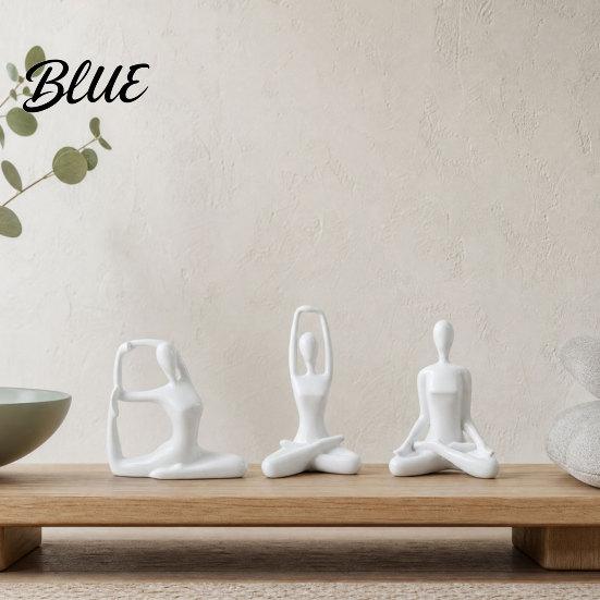 Contemporary Interior Accents 3Pcs Abstract Yoga Figure Sculpture Set Hollow Dancer with Glossy
