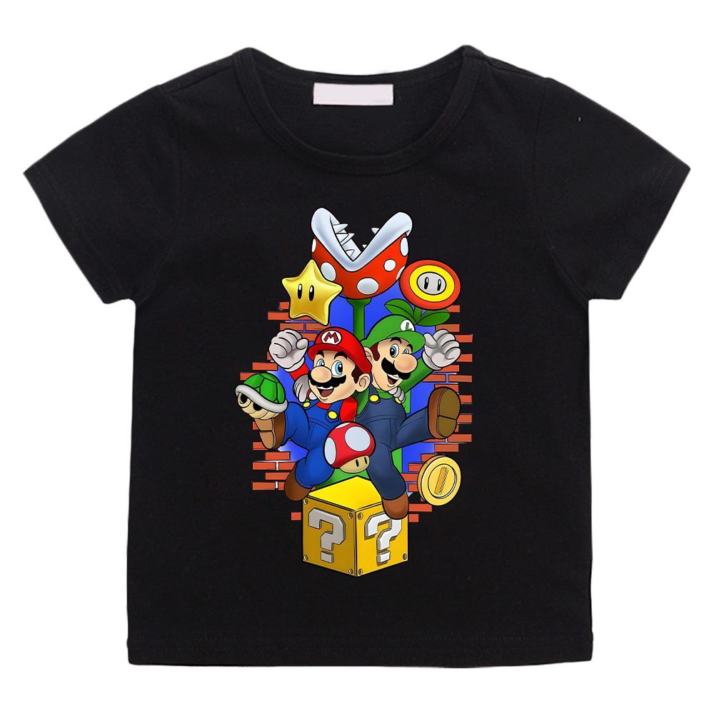 

Super Marios T-Shirt for Children Cotton Tee Shirt Crewneck Short Sleeve T Shirt Fashion for Boys Girls Clothing Cartoon Tees High Quality Casual Top 100 чёрный