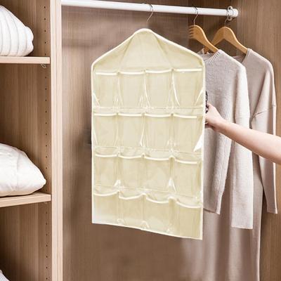 Hanging Storage Bag 16 Pockets Space Saving Polyester Behind Door Underwear Hanging Bag Household Supplies