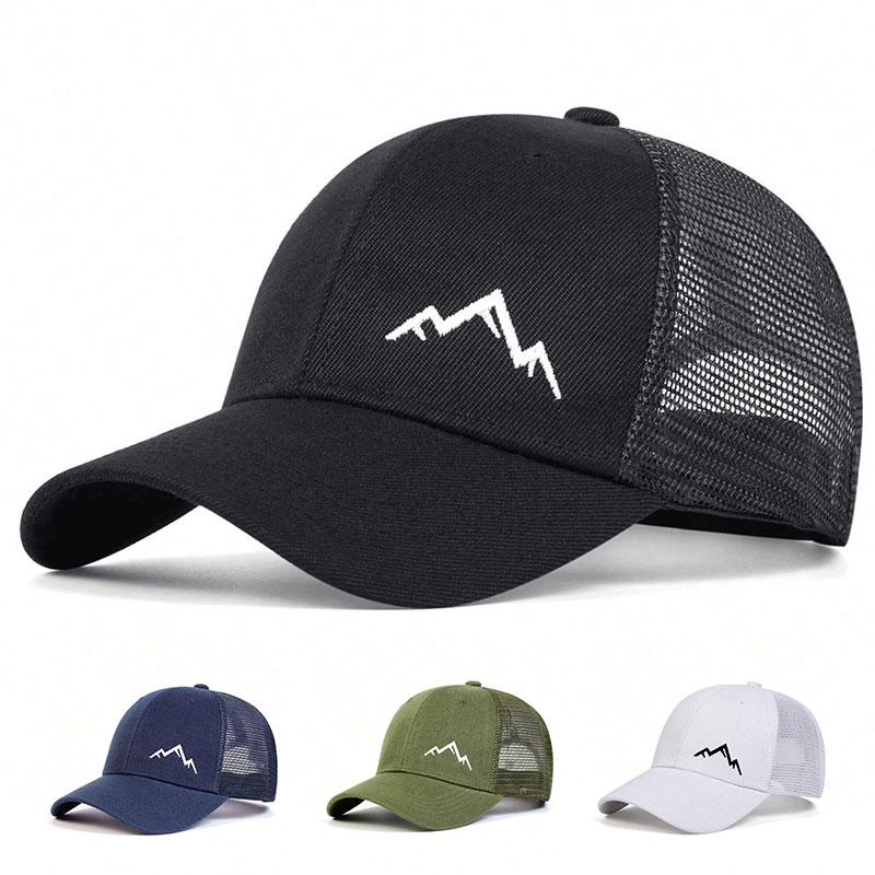 Spring and Summer Small Mountain Range Embroidery Baseball Cap Adjustable Breathable Mesh Hat Outdoors Camping Hiking Hats Sunscreen Caps