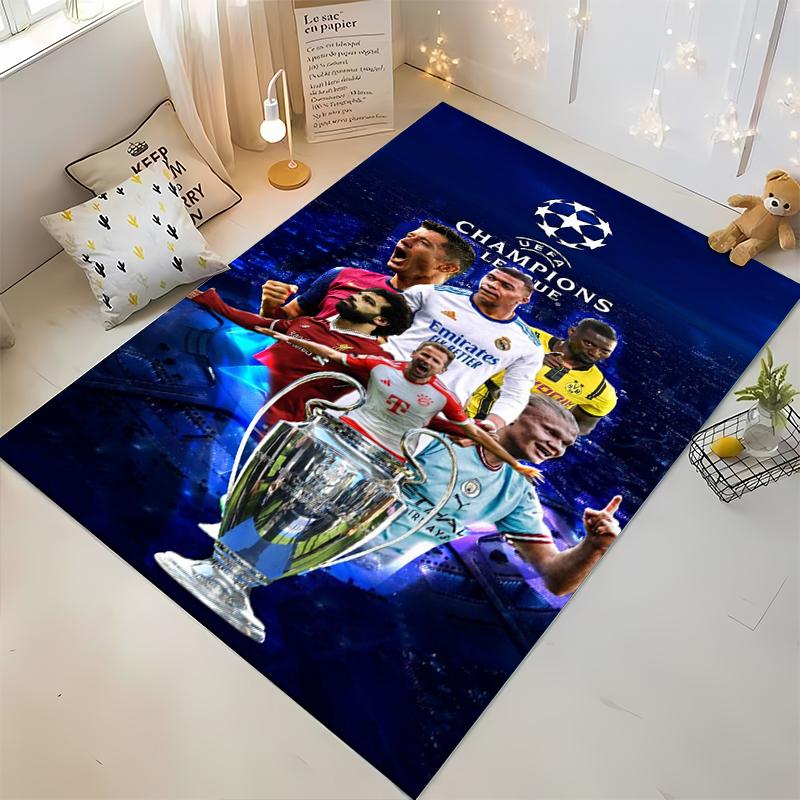 UEFA Champions League Trophy Rug Design Non-slip Rug Suitable for Living Room and Bedroom Sofas.