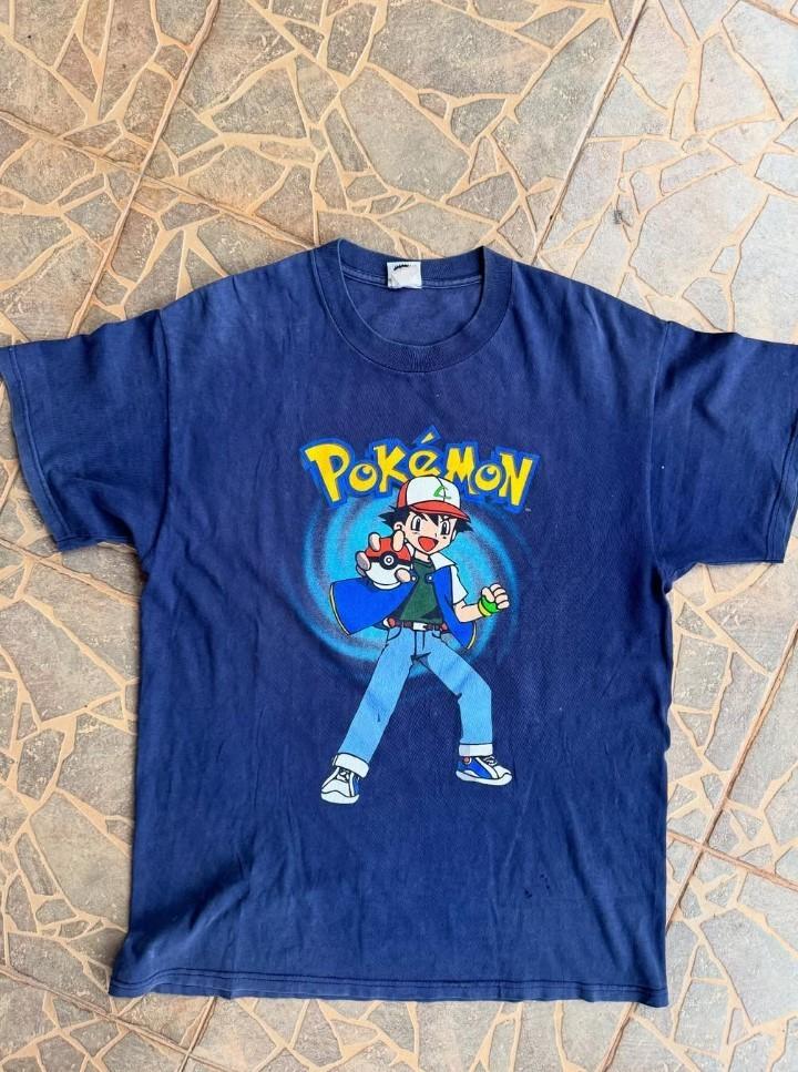 Pokémon get the power in your hands Cotton navy Color Tshirt Size S-4XL S