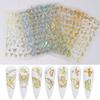 4Sheets Holographic 3D Butterfly Nail Art Stickers Adhesive Sliders Colorful DIY Golden Nail Transfer Decals Foils Wraps Decorations