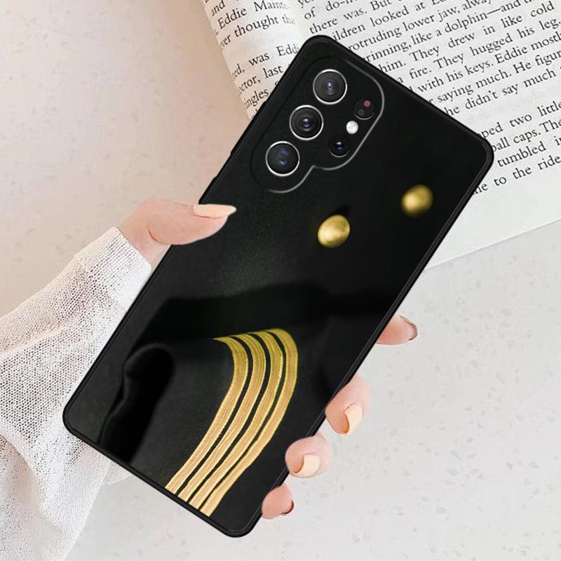 Airplane Pilot Epaulette Phone Case For Samsung Galaxy S23 S21 S20 FE S24 S22 Ultra Note20 S10 S9 S8 Plus A40 A52 A12 A13 A53