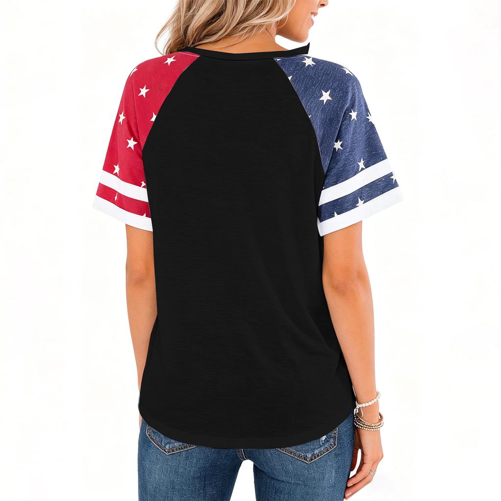 Women's Casual V Neck Short Sleeve Pullover T Shirt Independence Day Graphic Print Top 250 Years Commemorative Design 2026