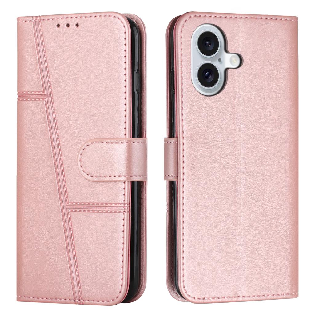 For iPhone 17 Leather Phone Case Foldable Stand Wallet Flip Cover with Strap