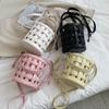 2025 Summer New Bag Women's Texture Foreign Water Bucket Bag Woven Fashion Handbag Crossbody Bag Handbag Women
