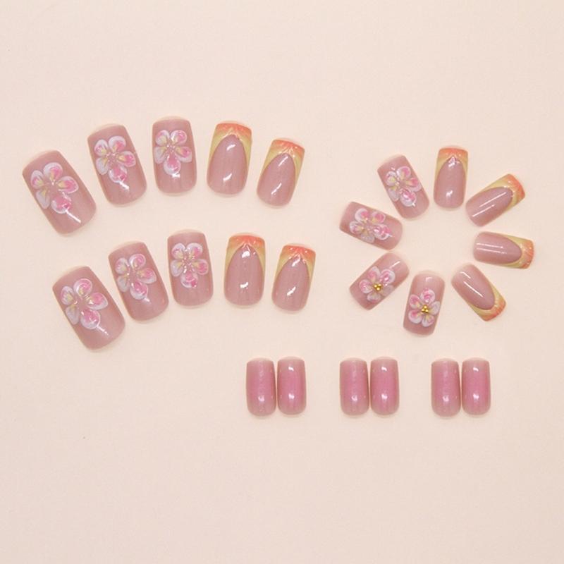 Press On Nail French Tip Square Nail Tips Fake Nail with Designs Artificial Acrylic Nail Full Cover Acrylic False Nail