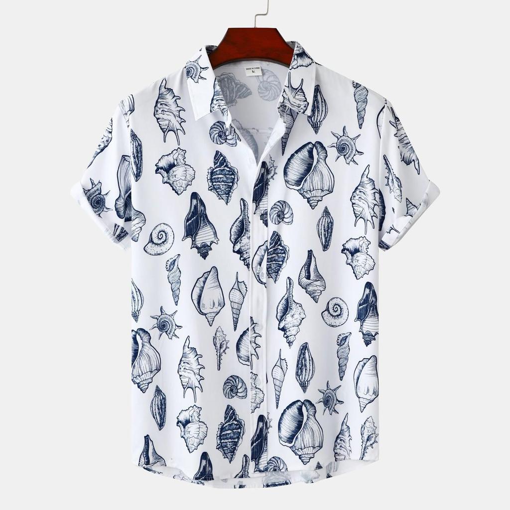 Zomer-casual bloemenprintontwerp voor heren in Hawaiiaanse stijl met korte mouwen en strandvakantie