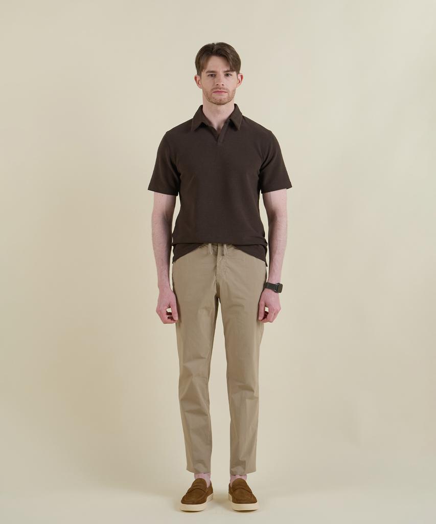 PANICALE Beige Poplin Elastic Waist Slim Fit Chino Pants