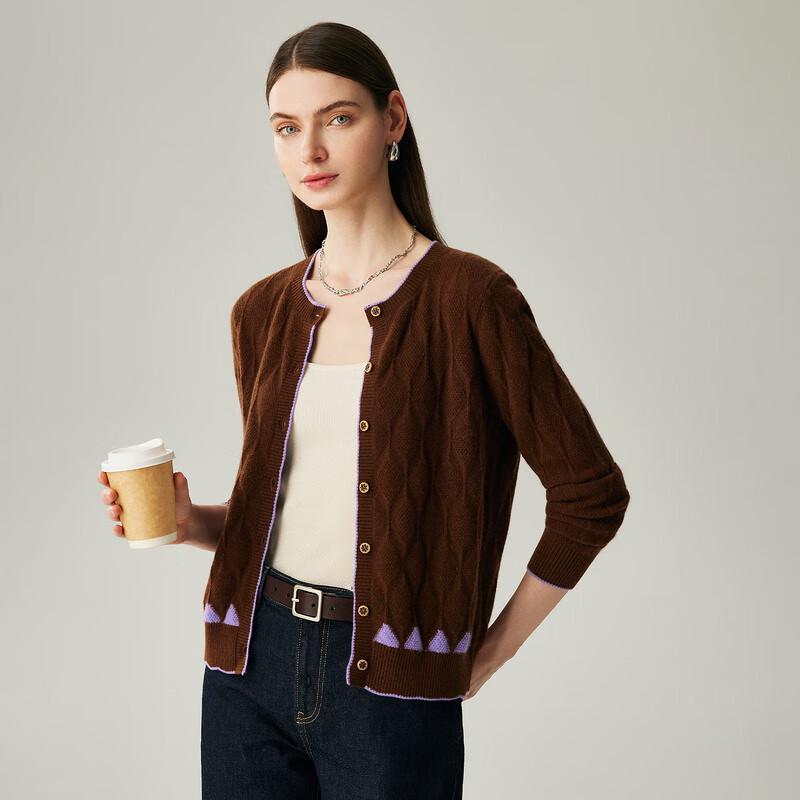 Zhaojun Women's 100% Cashmere Round Neck Cardigan