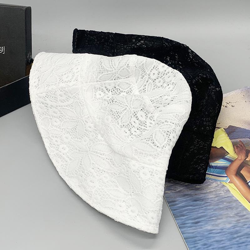 Wedding Lace Basin Hat Monochrome Women'S Satin File Wide Brim Sunshade Dome Summer Bucket Hat