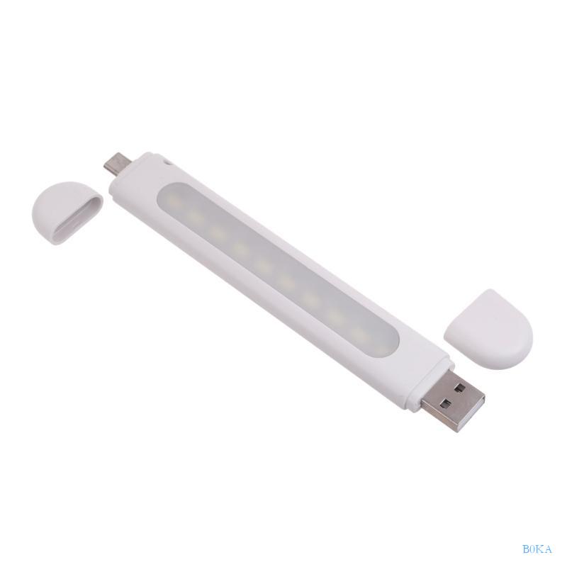 B0KA Portable USB Powered LED Lamp Small USB Night Light Support Micro USB/ TypeC for Camping and Travel