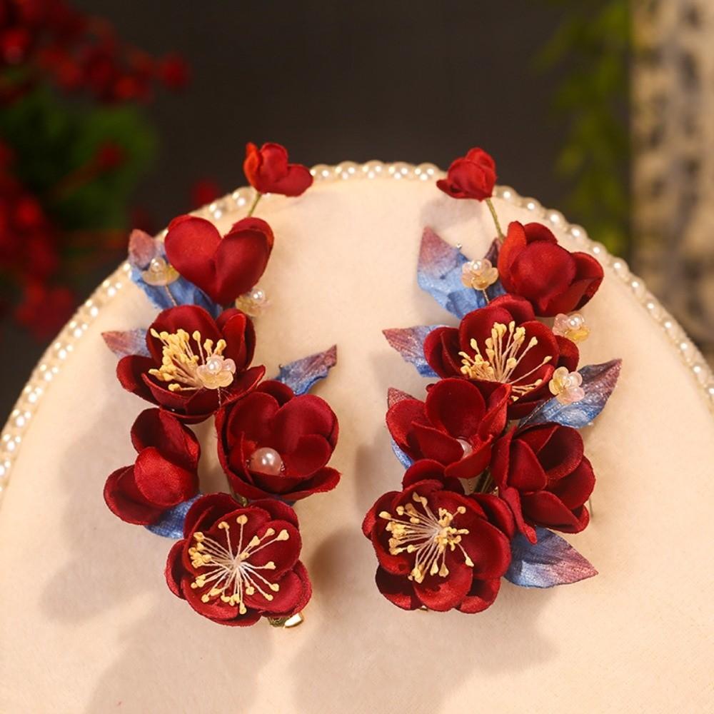 Beautiful Chinese Ancient Hairpins Beads Exquisite Fairy Side Clips Hanfu Flower Hair Clips  Girls