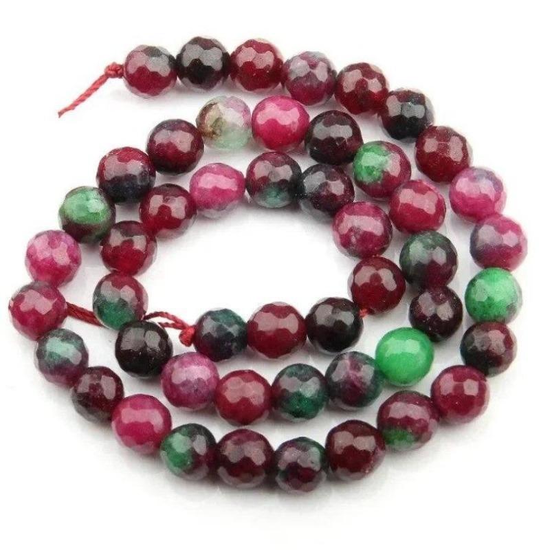 Natural Faceted Imitation Tourmaline Round Stone Beads for DIY Jewelry Making