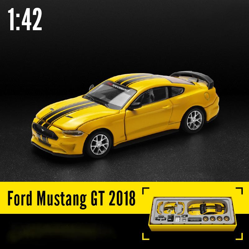 Scară 1/42 2018 Ford Mustang GT Super Racing Asamblare Mașină de jucărie din aliaj din metal turnat sub presiune Jucării cadou de colecție cu cutie