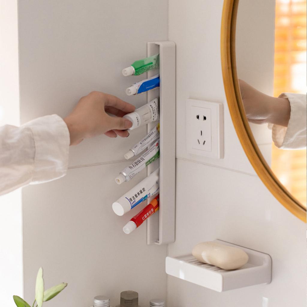 Wall Mounted Self Adhesive Toothpaste Holder Storage Rack Toothpaste Hook for Tidys and Clean Bathrooms