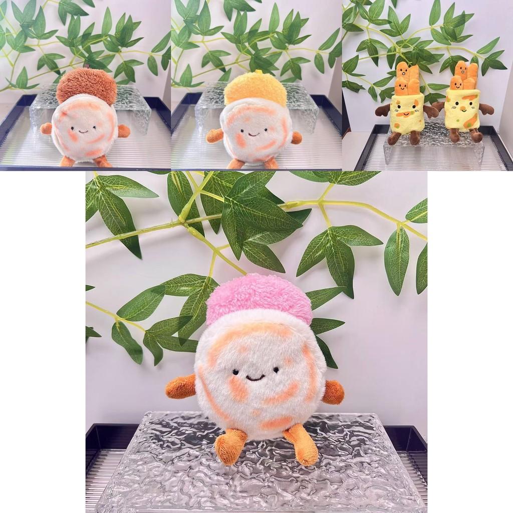 Plush Lovable Food Doll Keychain In Pancake Design Soft Short Fur For Bags Keyrings And